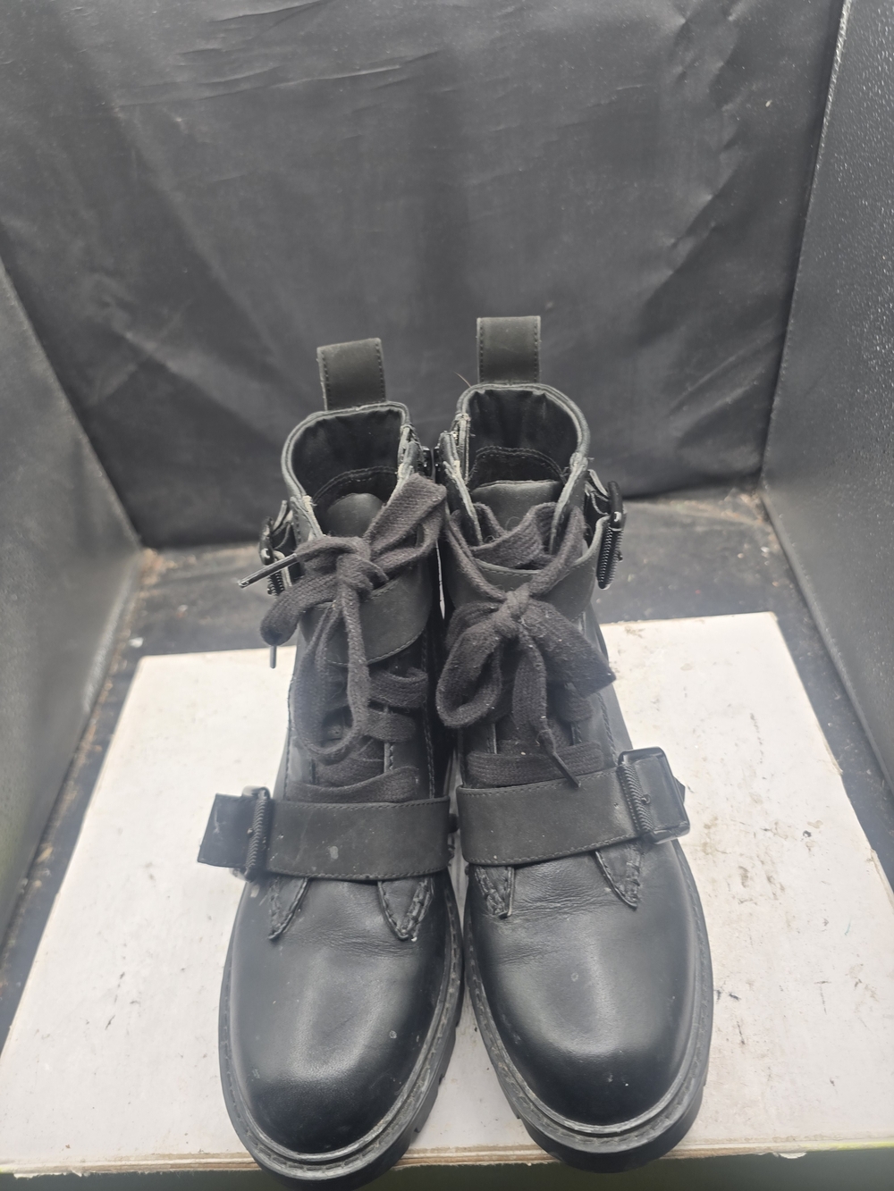 UGG Men's Black Lace-Up Buckle Combat Boots